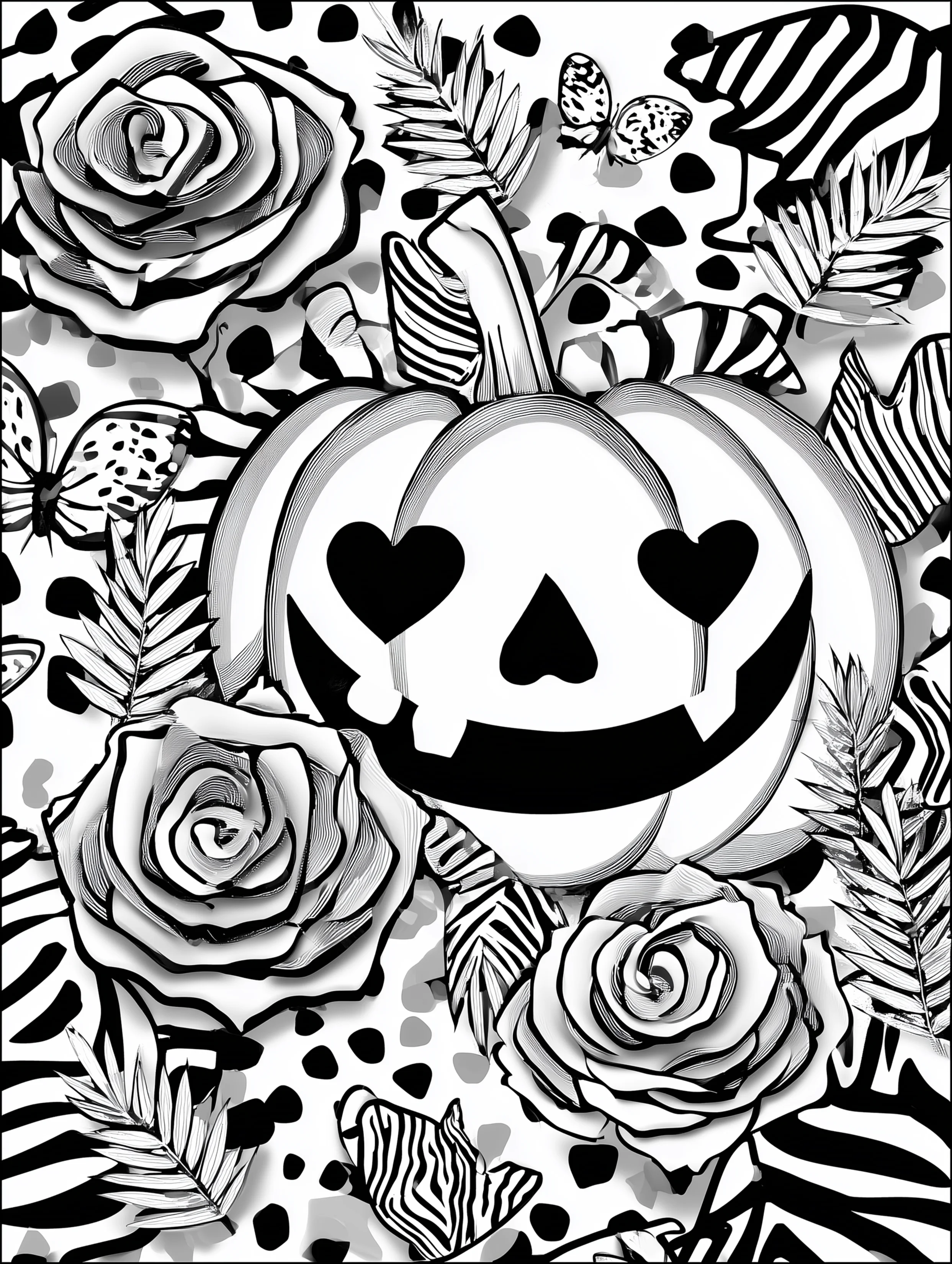 Free printable halloween coloring page for adults featuring a jack-o-lantern
